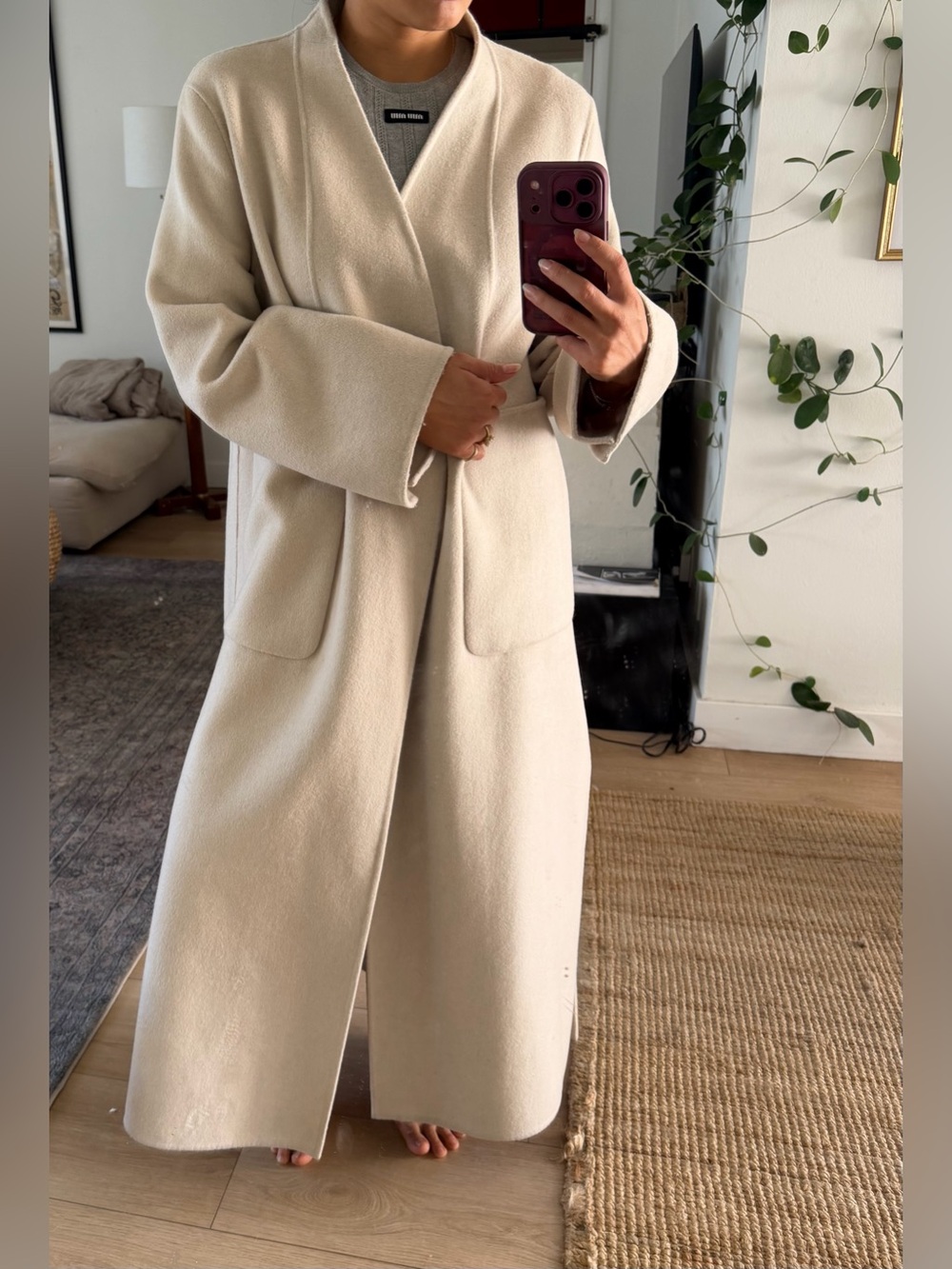 Zara Cream/Beige Wool Long Coat